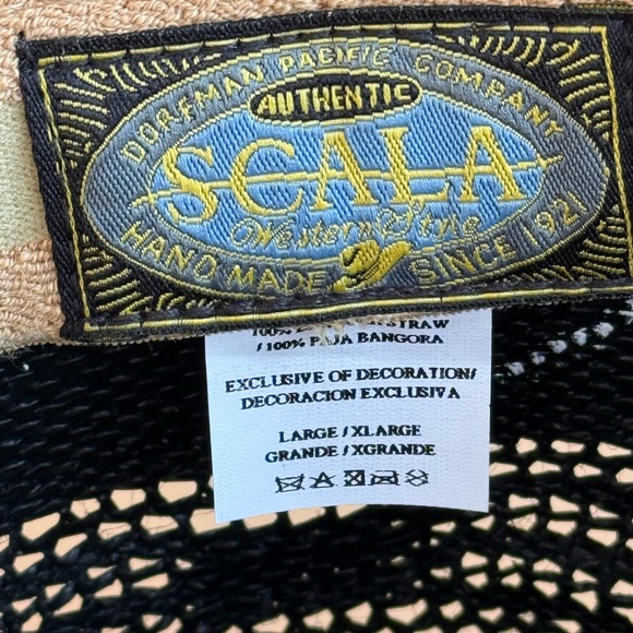 SCALA by Dorfman Unisex Black Straw Cowboy style Hat size large/Xlarge - Picture 7 of 16